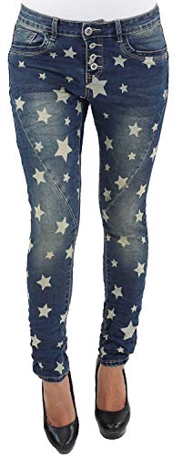 Damen Röhre Röhrenjeans Blaue Skinny Jeans Hüft Stretch Slim Fit Hose Sterne A S/36 von Sotala