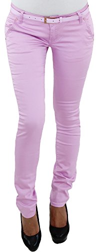 Damen Röhrenjeans Hüft Jeans Hose mit Gürtel Skinny Stretch Slim Fit Röhre A 34 (XS) von Sotala