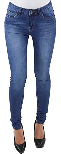 Damen Röhrenjeans Skinny Slim Fit Hose Röhrenhose Hüft Stretch Jeans Blau HS3337 XL/42 von Sotala