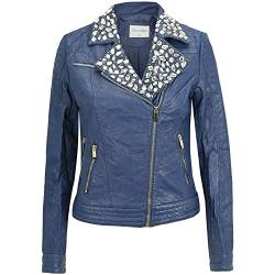 Sotala Damen Bikerjacke Damenjacke Lederjacke Kunstleder Jacket Blau von Sotala