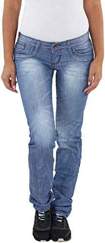 Sotala Damen Jeans Stretch Hüft Hose Gerader Schnitt gerades Bein Straight-Leg Blau A 36 (S) von Sotala
