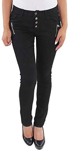 Sotala Damen RÖHRENJEANS HÜFTJEANS Stretchjeans Hose Jeans Skinny Slim FIT IN SCHWARZ UND GRAU A (Schwarz) 34 (XS) von Sotala