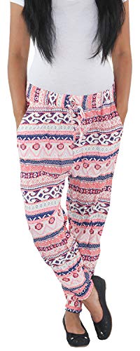 Sotala Damen Strandhose Sommerhose Pumphose Haremshose Aladin Pluder Boyfriend Baggy Rosa, Einheitsgröße von Sotala