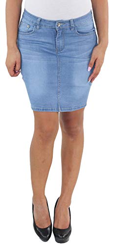 Sotala Damenrock Denim Jeansrock Blau Jeans Rock Mini Minirock Vintage Skirt Midi Kurz Knielang A 36 (S) von Sotala