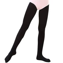 Soudittur Ballett Strumpfhose für Mädchen und Damen mit Fuß Ultra-Stretch, 1 Paar Schwarz, Gr.- S (110-125 cm) von Soudittur