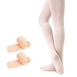 Soudittur Ballett Strumpfhose für Mädchen und Damen mit Fuß Ultra-Stretch, 2 Paar Ballett Rosa, Gr.- M (125-140 cm) von Soudittur