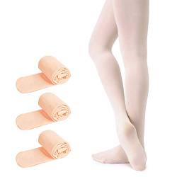 Soudittur Ballett Strumpfhose für Mädchen und Damen mit Fuß Ultra-Stretch, 3 Paar Ballett Rosa, Gr.- L (140-165 cm) von Soudittur