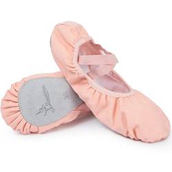 Soudittur Ballettschuhe Mädchen Ballettschläppchen Damen Tanzschuhe Gymnastikschuhe Yogaschuhe Geteilte Ledersohle für Kinder und Erwachsene EU 33, Rosa von Soudittur