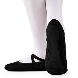 Soudittur Ballettschuhe Mädchen Ballettschläppchen Damen Tanzschuhe Gymnastikschuhe Yogaschuhe Geteilte Ledersohle für Kinder und Erwachsene EU 38, Schwarz von Soudittur