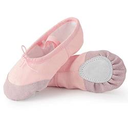 Soudittur Ballettschuhe Mädchen Tanzschuhe Ballerinas Damen Ballettschläppchen Kinder Geteilte Ledersohle in Rosa in Gr. EU 26 von Soudittur