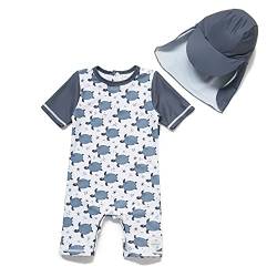 Soui BONVERANO Baby Junge EIN stück Kurzärmel-Kleidung UV-Schutz 50+ Badeanzug MIT Einem Reißverschluss (Schildkröte, 3-6) von Soui