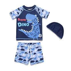 Soui Baby Junge Sonnenschutzkleidung zweiteilig Kleidung Set UV-Schutz 50+ Badeanzug (Dinosaurier, 9-12Months) von Soui