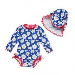 Soui Baby Mädchen EIN stück Langärmelige-Kleidung UV-Schutz 50+ Badeanzug MIT Einem (Blaue Chrysantheme, 3-6) von Soui