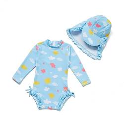 Soui Baby Mädchen EIN stück Langärmelige-Kleidung UV-Schutz 50+ Badeanzug MIT Einem (Wolke, 24-36) von Soui