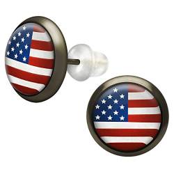 Soul-Cats 1 Paar Cabochon Ohrstecker Stars and Stripes, Flagge USA von Soul-Cats