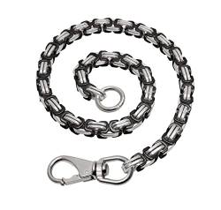 Soul-Cats Edelstahl Schlüsselkette Hosenkette Biker Portemonnaie Kellnerkette Karabiner, Farbe: Silber-schwarz, Länge: 45 cm von Soul-Cats