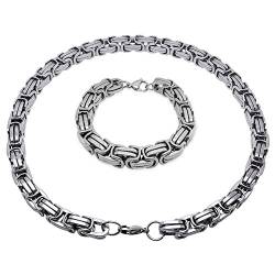 Soul-Cats Königskette Halskette aus silbernem Edelstahl für Männer, Kettenstärke ca.: 12 mm; Farbe:Silber; Kette 80 cm + Armband von Soul-Cats