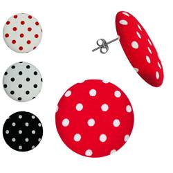 Soul-Cats Ohrstecker Rockabilly Polka Dots Stoff 50er Style einzeln oder im Set rot weiß, Farbe: Set 4 Farben von Soul-Cats