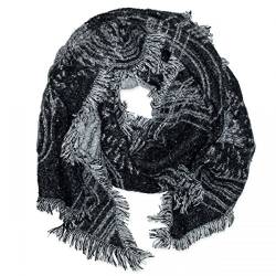 Soul-Cats Warmer übergroßer Schal mit winterlichem Muster Stola Poncho Oversized schwarz von Soul-Cats