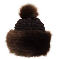 Soul Young Fellmütze Pelzmütze Damen mütze Wintermütze Faux Fuchs Pompom Pelz Warm Weich Stirnband Hut(Kaffee) von Soul Young