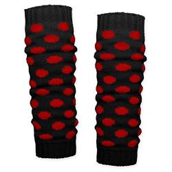 SoulCats 1 Paar Grobstrick Bein Stulpen mit Punkten in der Farbkombination schwarz mit roten Punkten von SoulCats