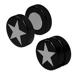 SoulCats 1 Paar Magnet Fake Plug mit Stern Expander Silber schwarz, Größe: 12 mm von SoulCats