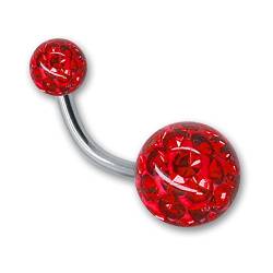 SoulCats Bauchnabelpiercing Piercing Banane mit Kristall Kugel Gel Epoxy Überzug Stab 1,6, Farbe: rot;Länge: 10 mm von SoulCats