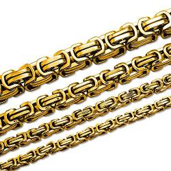 SoulCats Königskette Halskette Armband Set Panzerkette Edelstahl Gold, Größe: 12 mm;Farbe: Gold;Auswahl: Kette 55 cm + Armband von SoulCats