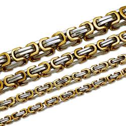 SoulCats Königskette Halskette Armband Set Panzerkette Edelstahl Gold Silber, Größe: 12 mm;Farbe: Gold Silber;Auswahl: Kette 60 cm + Armband von SoulCats