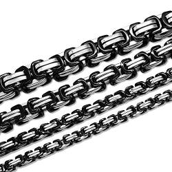 SoulCats Königskette Halskette Armband Set Panzerkette Edelstahl Silber schwarz, Größe: 12 mm;Farbe: schwarz Silber;Auswahl: Kette 55 cm + Armband von SoulCats