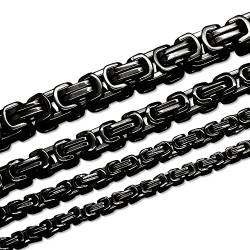 SoulCats Königskette Halskette Armband Set Panzerkette Edelstahl schwarz, Größe: 12 mm;Farbe: Schwarz;Auswahl: Kette 55 cm + Armband von SoulCats