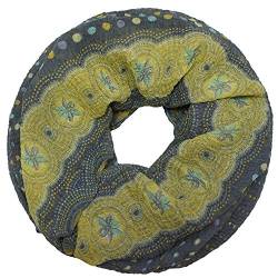 SoulCats Loopschal Punkte Paisley-Muster grau gelb blau Hippie 60s 70s Halstuch Schal Schaltuch, Farbe: grau von SoulCats