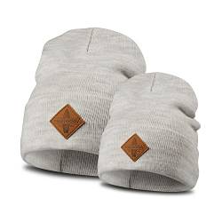 Soulbuddy Beanie - 2er Set Creme | Partnerlook-Set | 1 Herren oder Damen Wintermütze (One Size - 54-62 cm) und 1 Kinder Strickmütze (Größe L - 49-54 cm) von Soulbuddy