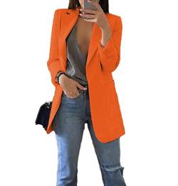 Soulolo Blazer Damen Elegant Damenjacke Longblazer Business Lang Jacke Slim Jacke Mantel Damen Cardigan Anzüge Bedruckter Anzug von Soulolo