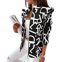 Soulolo Damen Blazer Elegant Damen Cardigan Freizeit Business Jacke Revers Büro Business Formal Blazer Slim Fit Langärmelig Outwear mit Reversknöpfen für Arbeit Büro Sakko von Soulolo