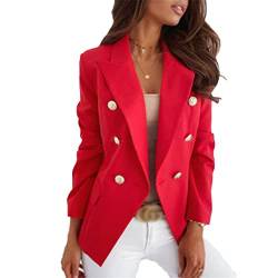 Soulolo Damen Blazer Elegant Damen Cardigan Freizeit Business Jacke Revers Büro Business Formal Blazer Slim Fit Langärmelig Outwear mit Reversknöpfen für Arbeit Büro Sakko von Soulolo