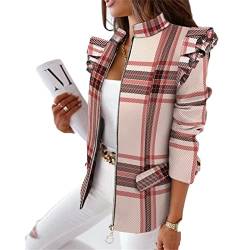 Soulolo Damen Blazer Elegant Damen Cardigan Freizeit Business Jacke Revers Büro Business Formal Blazer Slim Fit Langärmelig Outwear mit Reversknöpfen für Arbeit Büro Sakko von Soulolo