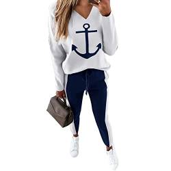 Soulolo Damen Jogginganzug 2 Stück Trainingsanzug Set Sportanzug Set Damen Freizeitanzug Frauen Set Colorblock Sweatshirt + Jogginghose von Soulolo