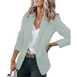 Soulolo Damen Kurzarm Blazer Elegant ärmelloser Blazer Slim Fit Langarm-Blazer Einfarbig Revers Jacke Mantel Anzüge Business Longblazer von Soulolo