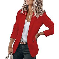 Soulolo Damen Kurzarm Blazer Elegant ärmelloser Blazer Slim Fit Langarm-Blazer Einfarbig Revers Jacke Mantel Anzüge Business Longblazer von Soulolo