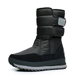 Soulolo Damen Schneestiefel Warme Gefüttert Winterschuhe Damen Winterstiefel Outdoor Wasserdicht Leichte Rutschfeste Wanderschuhe Rutschfest mit Klettverschluss Boots von Soulolo