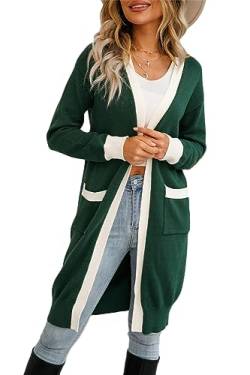 Soulolo Damen Strickjacke Cardigan Elegant Lang Jacke Langarm Grobstrick-Cardigan Lang Winter Grobstrickjacke Strickmantel ÜBergangsjacke Wintermäntel Longstrickjacke von Soulolo