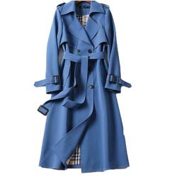 Soulolo Damen Trenchcoat Zweireiher Mantel Lang Umlegekragen Trenchcoat Einfarbig Damenmantel Windjacke Übergangsmantel mit Taschen mit Knöpfen Herbst Winter Jacke Outwear von Soulolo