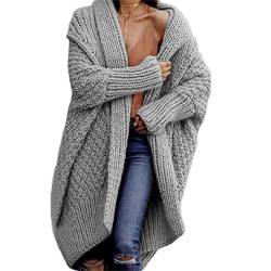 Soulolo Strickjacke Damen Grobstrick-Cardigan Lang Damen Cardigan Langarm Grobstrickjacke Strickmantel mit Kapuze Wintermäntel Longstrickjacke Outwear Elegant ÜBergangsjacke von Soulolo