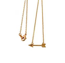 Soulsisters Halskette Pfeil Schmuck in 18k vergoldet mit goldenem Feder Anhänger 40 cm länge von Soulsisters