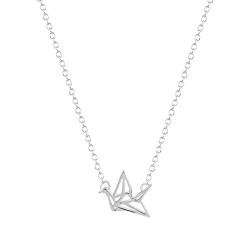 Soulsisters Origami Schmck als Kurze Halskette versilbert im minimalistischen Crane Stil von Soulsisters