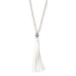 Soulsisters Perlen Halskette Hippie-Stil Quaste Fatima Anhänger Weiß von Soulsisters