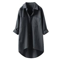 Bluse Damen Lässiges Hemd mit V-Ausschnitt 100% Baumwolle Lockere Passform Solide Dickes Oberteil Elegant mit Tasche von Soupliebe