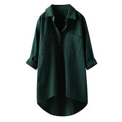 Bluse Damen Lässiges Hemd mit V-Ausschnitt 100% Baumwolle Lockere Passform Solide Dickes Oberteil Elegant mit Tasche von Soupliebe