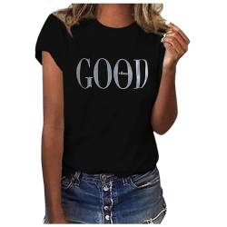 Damen Oberteile - Ausgefallene T-Shirt, Rundhals Sommer Tops mit Aufdruck Mode Shirt Lässig für Leggings Elegant Weiß Shirt Locker Kurzarm Bluse Tops Sportshirt Teenager Mädchen von Soupliebe